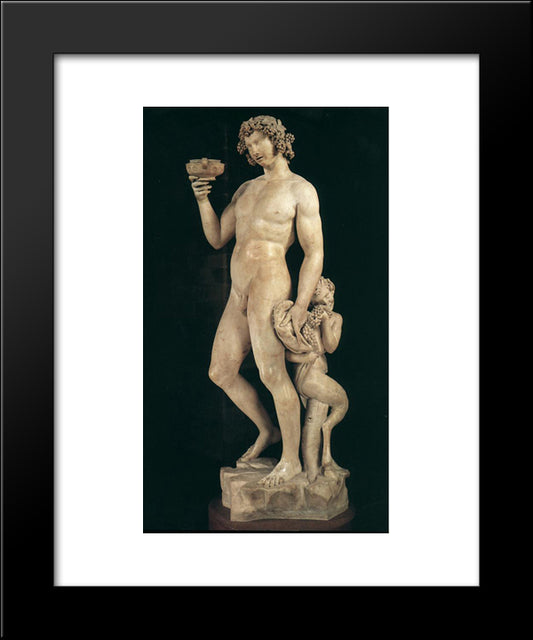 Bacchus 20x24 Black Modern Wood Framed Art Print Poster by Michelangelo