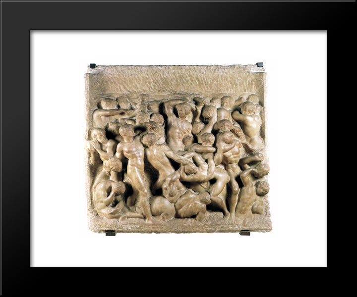 Battle Of The Lapiths And Centaurs 20x24 Black Modern Wood Framed Art Print Poster by Michelangelo