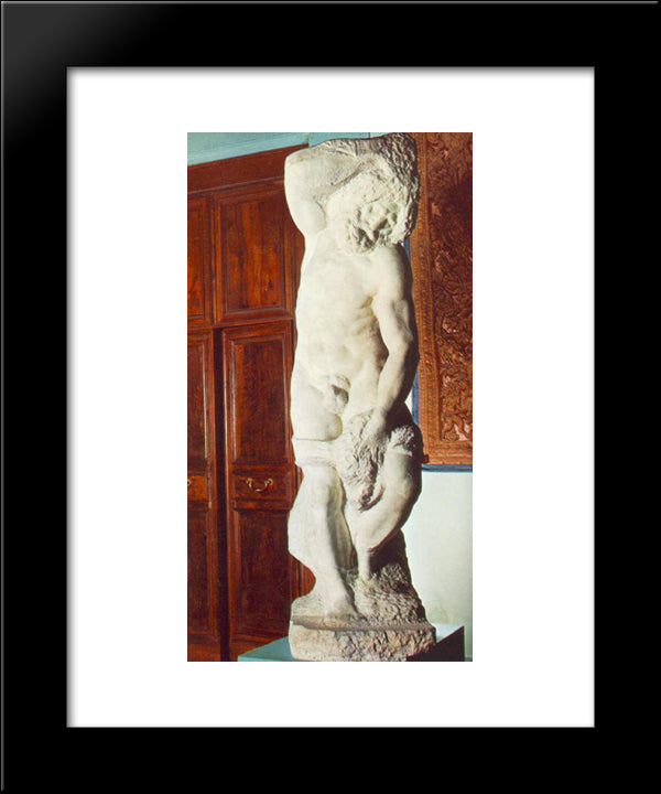 Bearded Slave 20x24 Black Modern Wood Framed Art Print Poster by Michelangelo