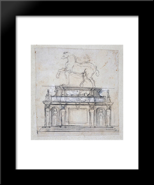 Design For A Statue Of Henry Ii Of France 20x24 Black Modern Wood Framed Art Print Poster by Michelangelo
