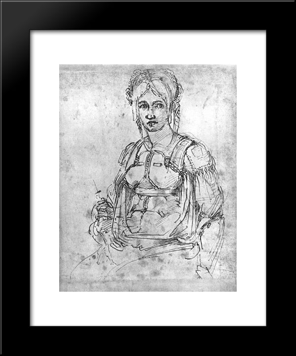 Portrait Of Vittoria Colonna 20x24 Black Modern Wood Framed Art Print Poster by Michelangelo
