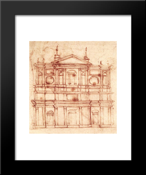 San Lorenzo, Facade 20x24 Black Modern Wood Framed Art Print Poster by Michelangelo