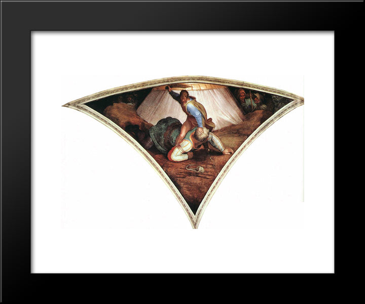 Sistine Chapel Ceiling David And Goliath 20x24 Black Modern Wood Framed Art Print Poster by Michelangelo