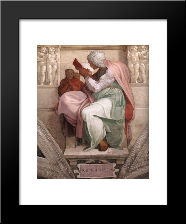 Sistine Chapel Ceiling The Persian Sibyl 20x24 Black Modern Wood Framed Art Print Poster by Michelangelo