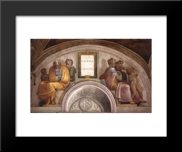 The Ancestors Of Christ Jacob, Joseph 20x24 Black Modern Wood Framed Art Print Poster by Michelangelo
