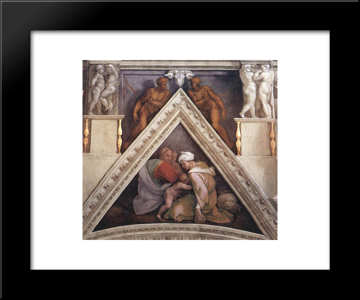 The Ancestors Of Christ Ozias 20x24 Black Modern Wood Framed Art Print Poster by Michelangelo