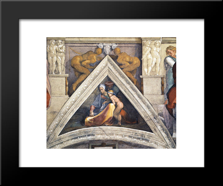 The Ancestors Of Christ Salmon 20x24 Black Modern Wood Framed Art Print Poster by Michelangelo