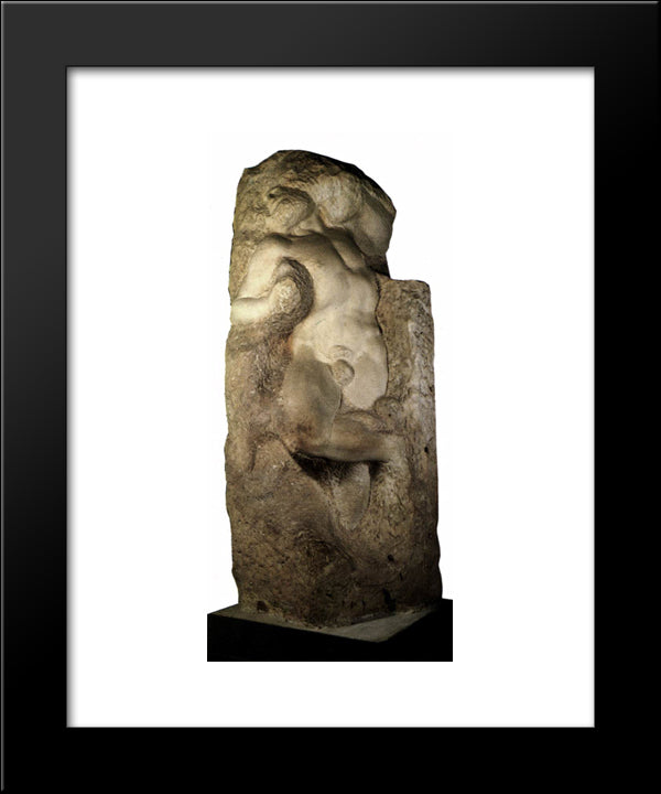 The Awakening Slave 20x24 Black Modern Wood Framed Art Print Poster by Michelangelo