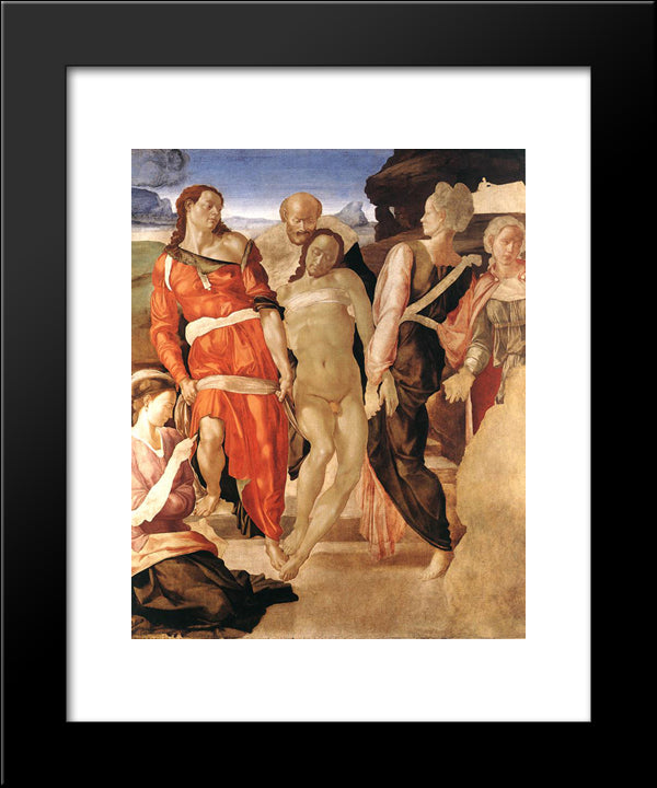 The Entombment 20x24 Black Modern Wood Framed Art Print Poster by Michelangelo
