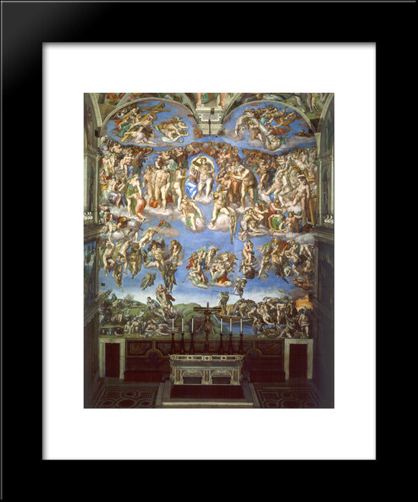 The Last Judgement 20x24 Black Modern Wood Framed Art Print Poster by Michelangelo