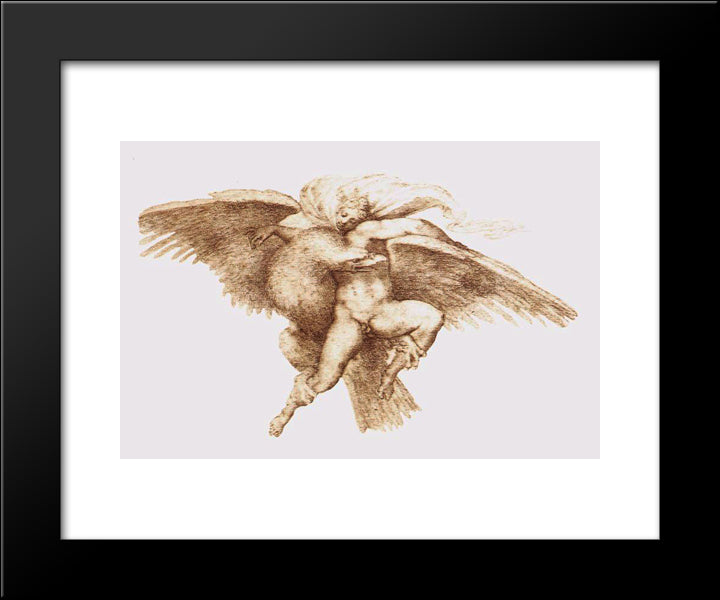 The Rape Of Ganymede 20x24 Black Modern Wood Framed Art Print Poster by Michelangelo