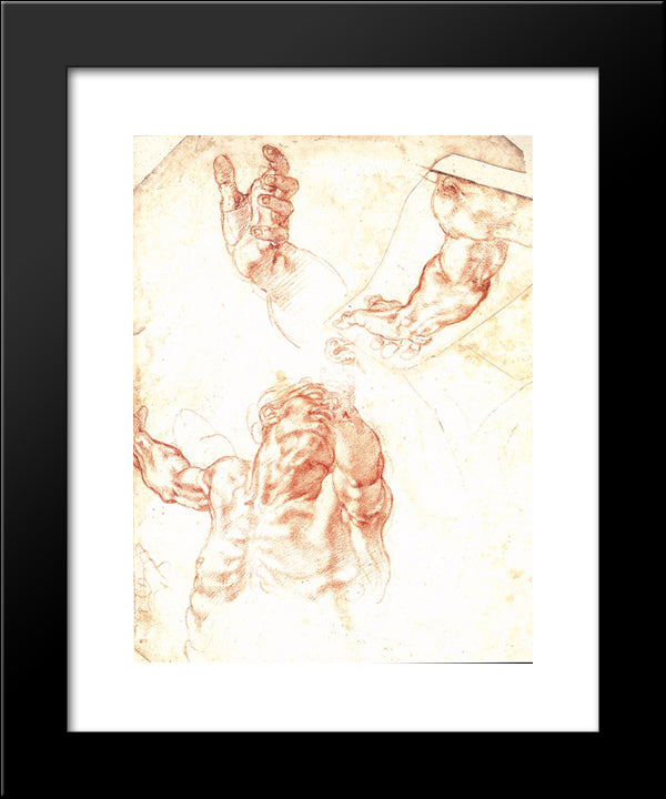 The Study Of Adam 20x24 Black Modern Wood Framed Art Print Poster by Michelangelo