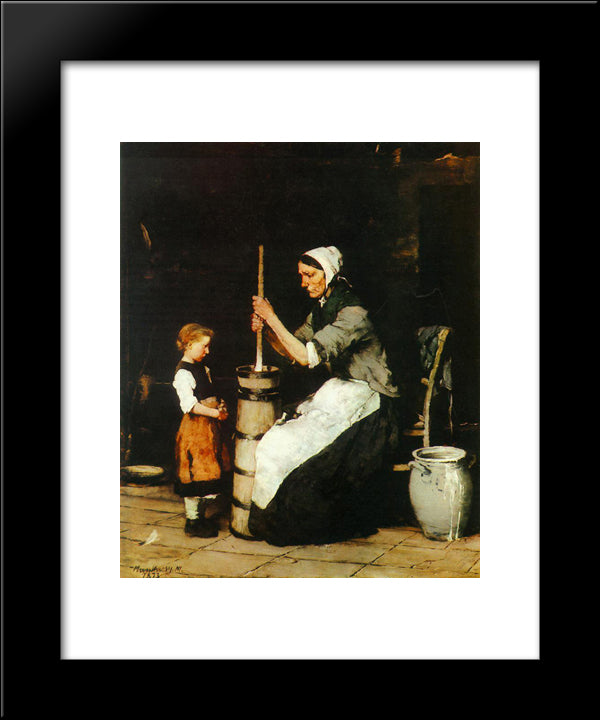 Churning Woman 20x24 Black Modern Wood Framed Art Print Poster by Munkacsy, Mihaly