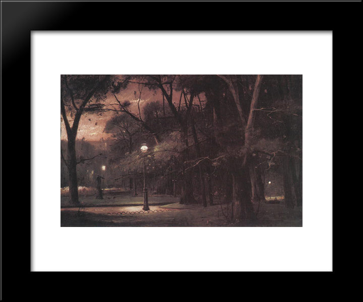 Evening In Parc Monceau 20x24 Black Modern Wood Framed Art Print Poster by Munkacsy, Mihaly