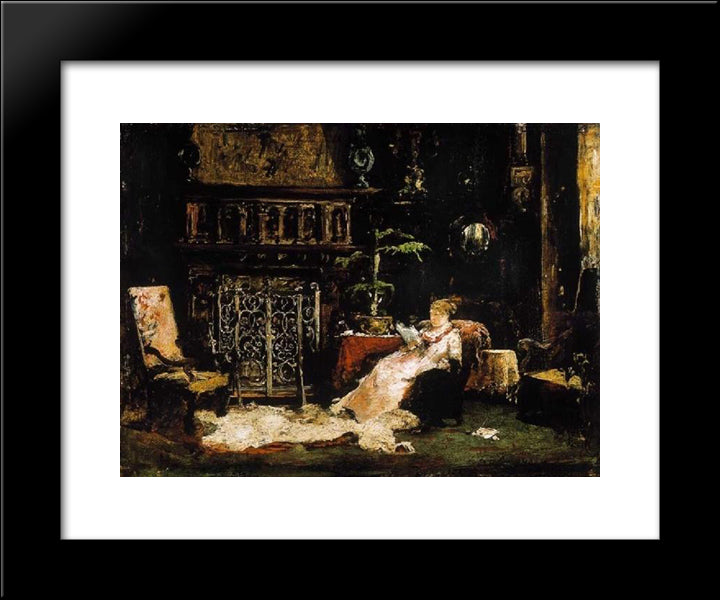 Paris Saloon (Wife Of The Artist) 20x24 Black Modern Wood Framed Art Print Poster by Munkacsy, Mihaly