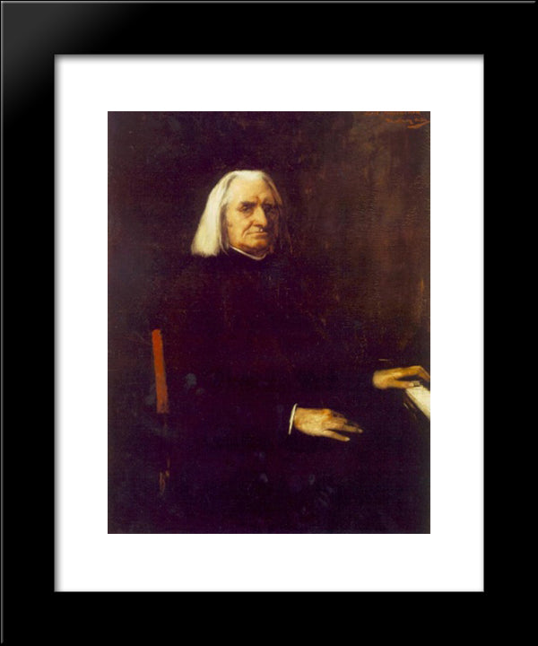 Portrait Of Franz Liszt 20x24 Black Modern Wood Framed Art Print Poster by Munkacsy, Mihaly