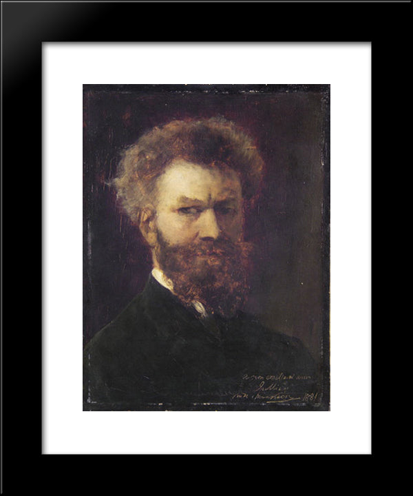 Self-Portrait Ii 20x24 Black Modern Wood Framed Art Print Poster by Munkacsy, Mihaly
