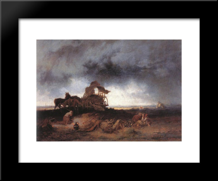 Storm At The Puszta 20x24 Black Modern Wood Framed Art Print Poster by Munkacsy, Mihaly