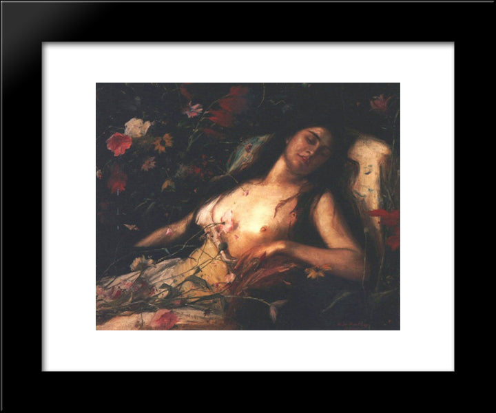 The Sacrifice Of Flowers 20x24 Black Modern Wood Framed Art Print Poster by Munkacsy, Mihaly