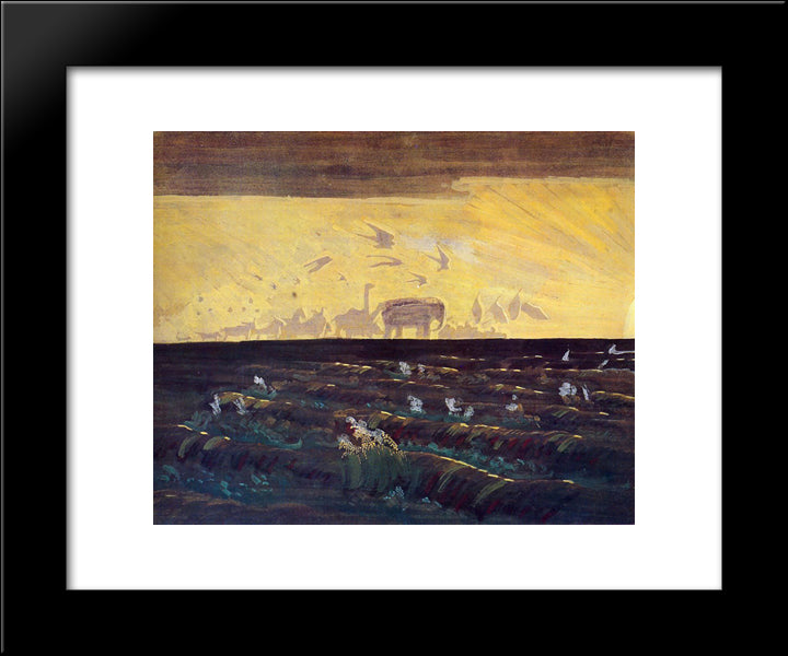 Adoration Of The Sun 20x24 Black Modern Wood Framed Art Print Poster by Ciurlionis, Mikalojus