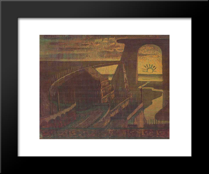 Fortress (Fortress Fairy Tale) 20x24 Black Modern Wood Framed Art Print Poster by Ciurlionis, Mikalojus