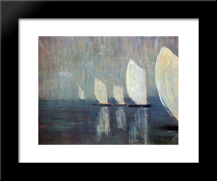 Sailing Boats 20x24 Black Modern Wood Framed Art Print Poster by Ciurlionis, Mikalojus
