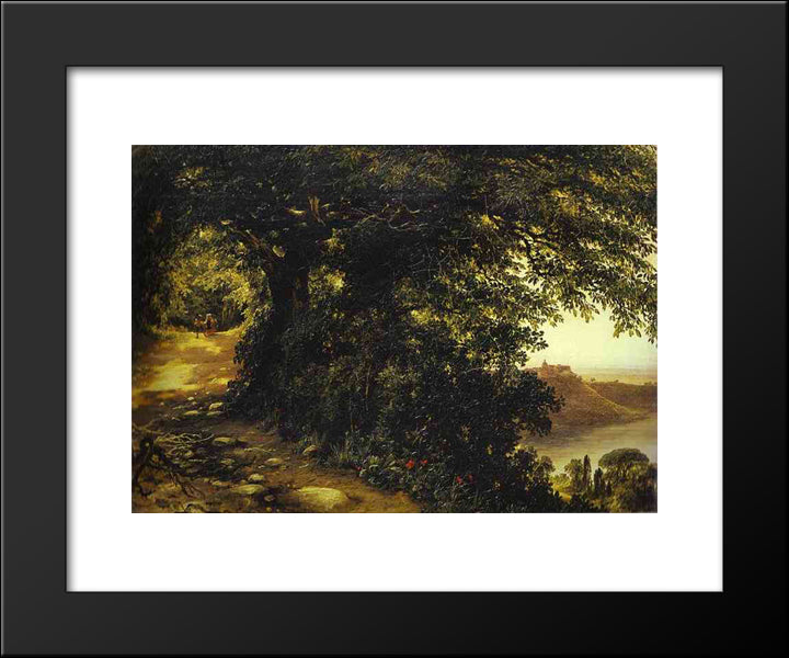 View Of Castel Gandolfo Near Rome 20x24 Black Modern Wood Framed Art Print Poster by Lebedev, Mikhail
