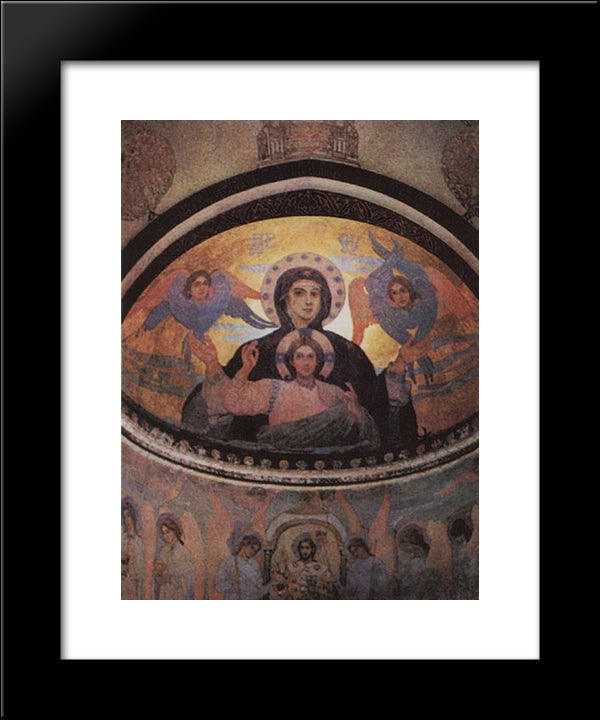 A Fresco By M. Nesterov From Akhali Zarzma Monastery, Abastumani, Georgia 20x24 Black Modern Wood Framed Art Print Poster by Nesterov, Mikhail