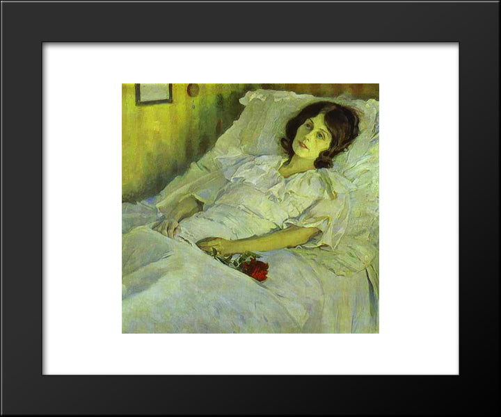 A Sick Girl 20x24 Black Modern Wood Framed Art Print Poster by Nesterov, Mikhail