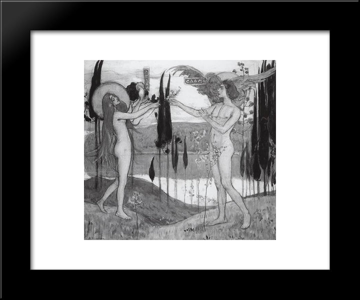 Adam And Eve 20x24 Black Modern Wood Framed Art Print Poster by Nesterov, Mikhail