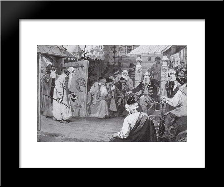 At The Council. Sketch. 20x24 Black Modern Wood Framed Art Print Poster by Nesterov, Mikhail