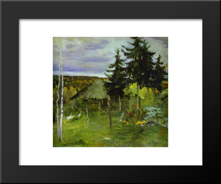 Autumn In A Village 20x24 Black Modern Wood Framed Art Print Poster by Nesterov, Mikhail