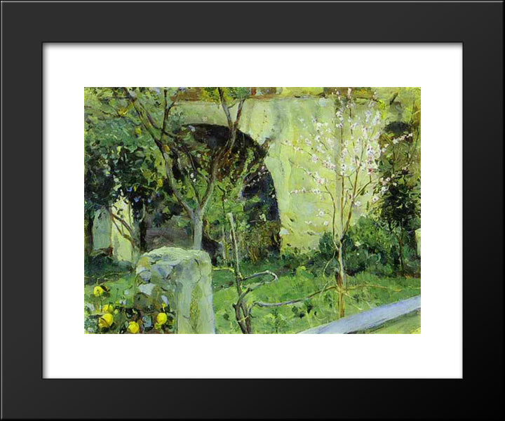 Capri. Almond Trees In Blossom. 20x24 Black Modern Wood Framed Art Print Poster by Nesterov, Mikhail