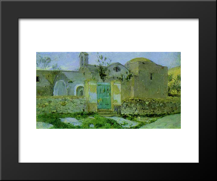 Capri. Entrance To Monastery. 20x24 Black Modern Wood Framed Art Print Poster by Nesterov, Mikhail
