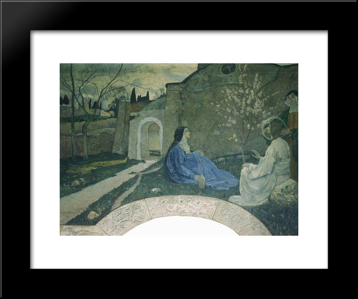 Christ With Martha And Mary 20x24 Black Modern Wood Framed Art Print Poster by Nesterov, Mikhail