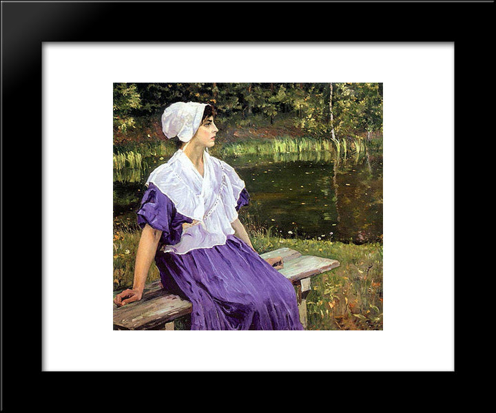 Girl By A Pond (Portrait Of Natalia Nesterova) 20x24 Black Modern Wood Framed Art Print Poster by Nesterov, Mikhail