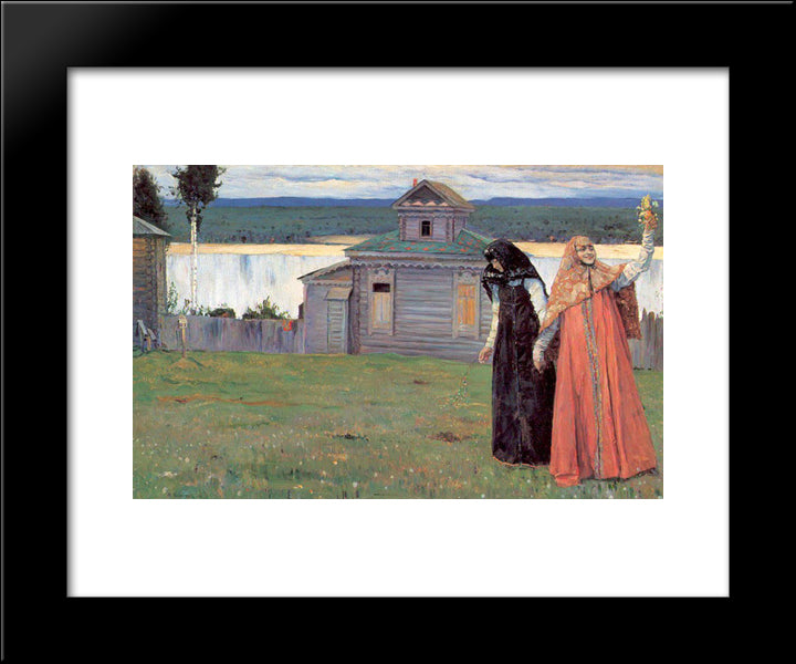 In A Secluded Monastery 20x24 Black Modern Wood Framed Art Print Poster by Nesterov, Mikhail