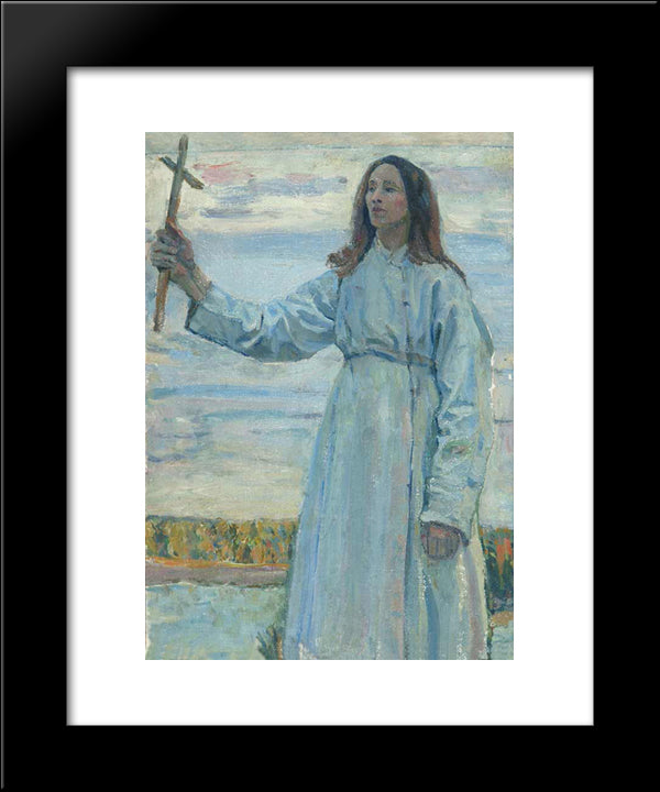 Novice With A Cross 20x24 Black Modern Wood Framed Art Print Poster by Nesterov, Mikhail