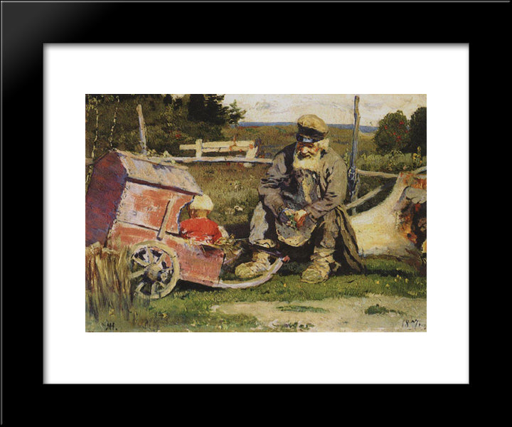 Old And Young 20x24 Black Modern Wood Framed Art Print Poster by Nesterov, Mikhail