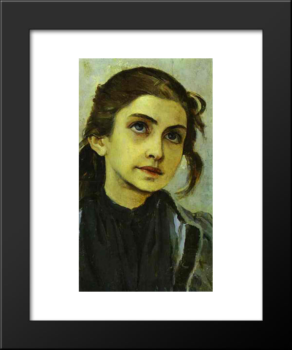 Portrait Of A Girl (Study For Youth Of St. Sergiy Radonezhsky) 20x24 Black Modern Wood Framed Art Print Poster by Nesterov, Mikhail