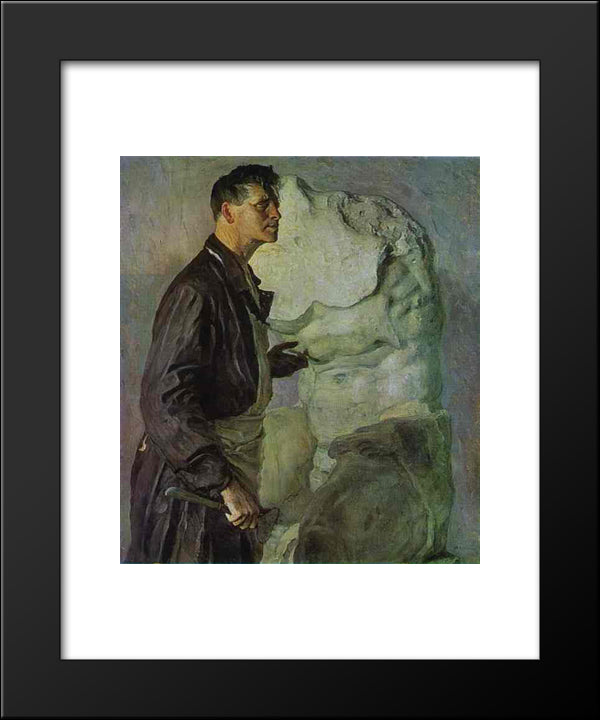 Portrait Of Ivan Shadr 20x24 Black Modern Wood Framed Art Print Poster by Nesterov, Mikhail