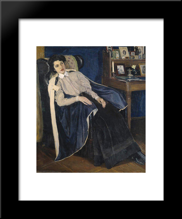 Portrait Of O. M. Nesterova, The Artist'S Daughter 20x24 Black Modern Wood Framed Art Print Poster by Nesterov, Mikhail