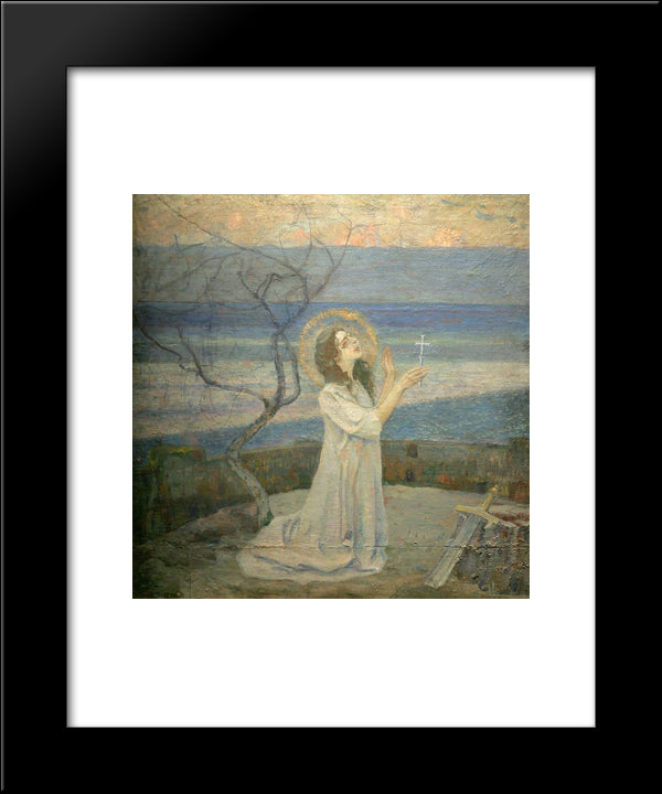 Saint Barbara 20x24 Black Modern Wood Framed Art Print Poster by Nesterov, Mikhail