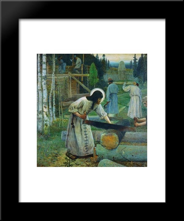Saint Sergius' Labours (Central Part Of The Triptych) 20x24 Black Modern Wood Framed Art Print Poster by Nesterov, Mikhail