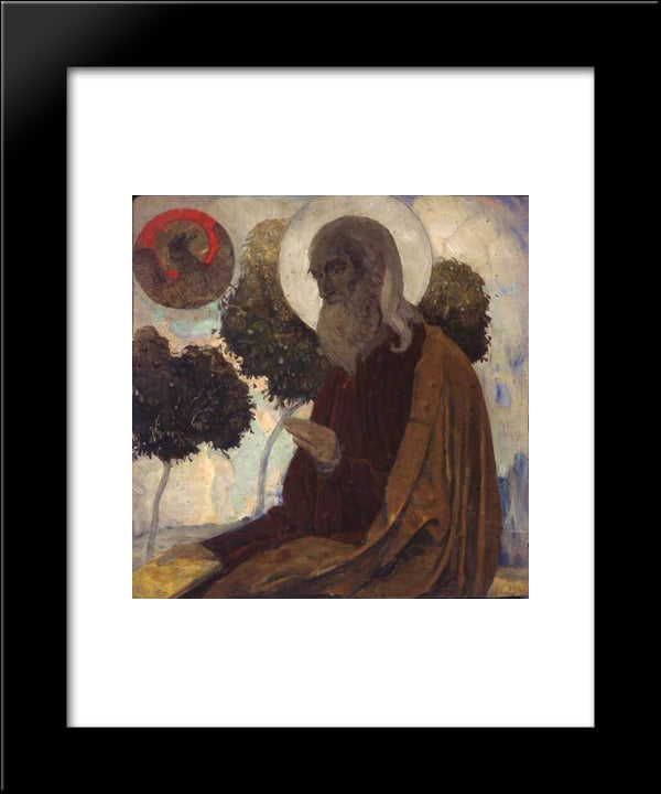St. Jonh The Apostle 20x24 Black Modern Wood Framed Art Print Poster by Nesterov, Mikhail
