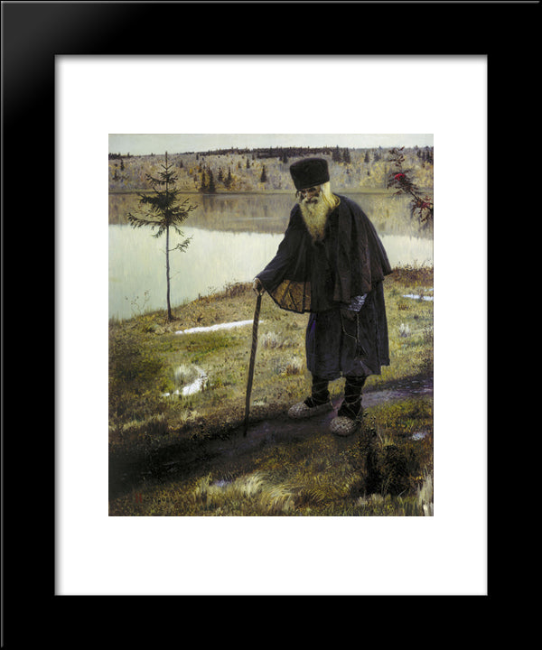 The Hermit 20x24 Black Modern Wood Framed Art Print Poster by Nesterov, Mikhail