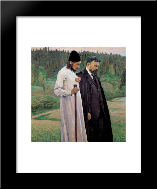 The Philosophers Portrait Of Sergei Bulgakov And Pavel Florenskiy 20x24 Black Modern Wood Framed Art Print Poster by Nesterov, Mikhail