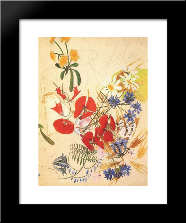Field Flowers 20x24 Black Modern Wood Framed Art Print Poster by Vrubel, Mikhail