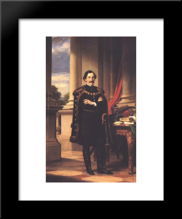 Standing Portrait Of Laszlo Teleki 20x24 Black Modern Wood Framed Art Print Poster by Barabas, Miklos