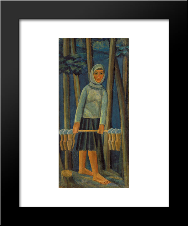 Milkmaid 20x24 Black Modern Wood Framed Art Print Poster by Boichuk, Mykhailo